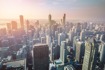 Naklejka premium Panoramę miasta Chicago, USA