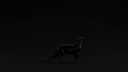 Fototapeta premium Black Cat Looking Pose Black Background 3d illustration 3d render
