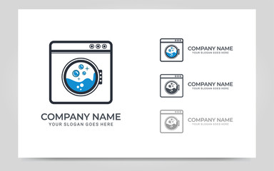 Modern Laundry services logo design. Editable logo design
