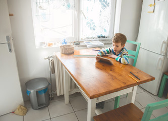 Young Boy Looking at Digital Tablet	
