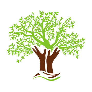 arbre diversité solidarité mains jardinier logo