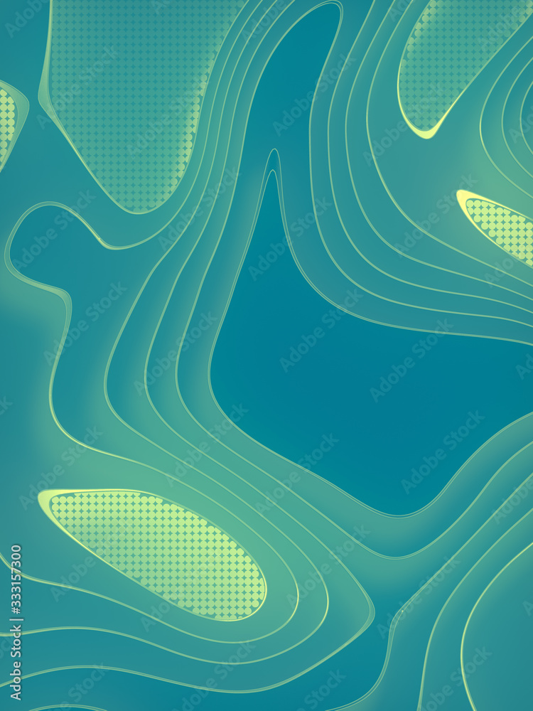 Poster abstract 3d rendering topographic background. colored paper cut art design