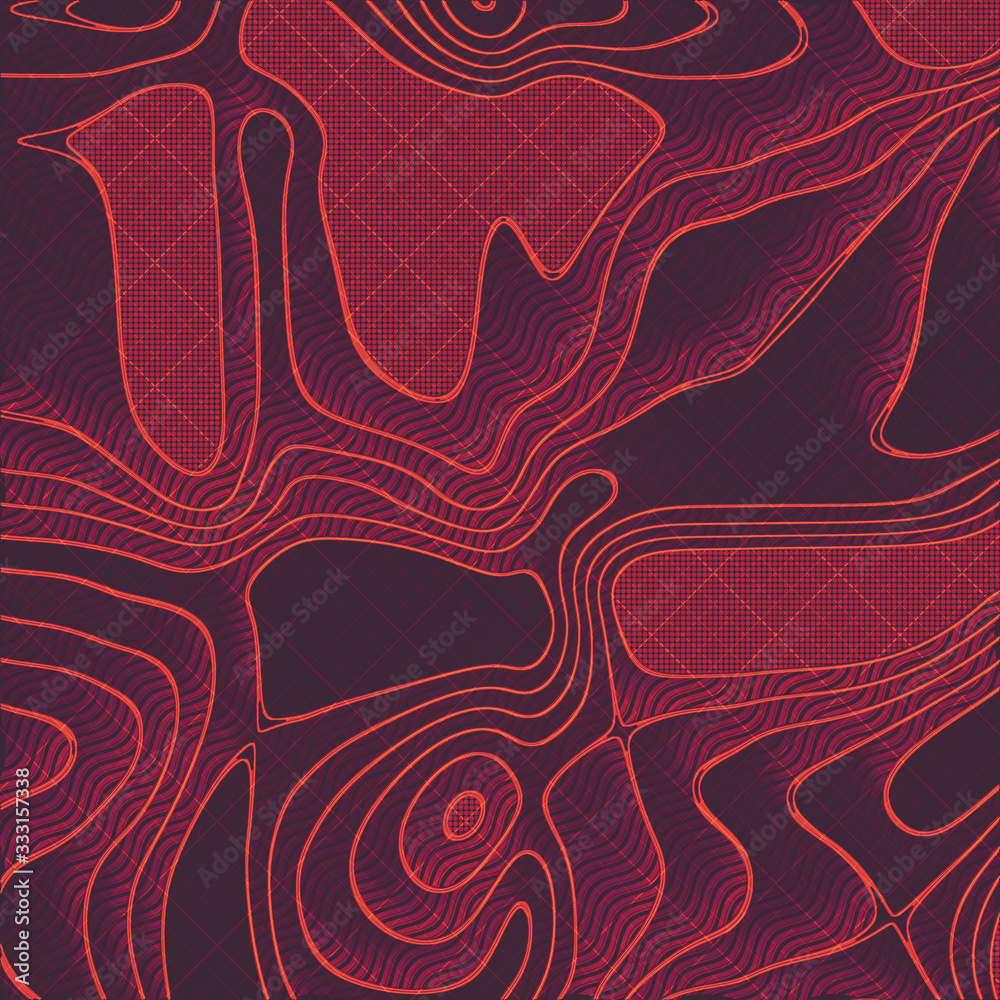 Aufkleber Topographic map concept background. 3d rendering digital wavy graphic backdrop