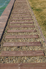 Brown wood texture. Abstract background made of boards. Grunge surface.