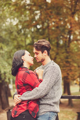 Fototapeta premium Couple in love hugging outdoors. Love concept.