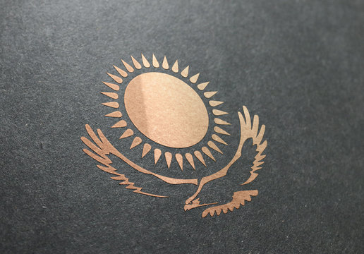 Bronze flag of Republic of Kazakhstan. Premium edition.