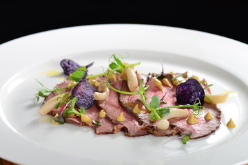 Fine dining beef carpaccio