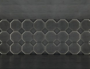 octagon pattern lighting concrete wall 3d image