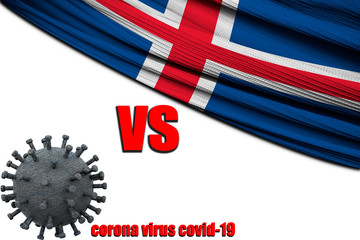3D illustration, Iceland flag against Coronavirus covid-19