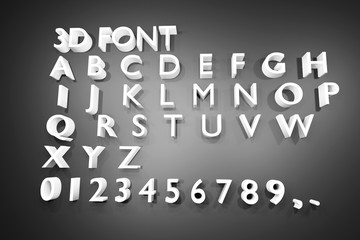 Modern symbol letters cool letters alphanumeric characters bright 3d symbol gray White background,red characters  - 3d illustration