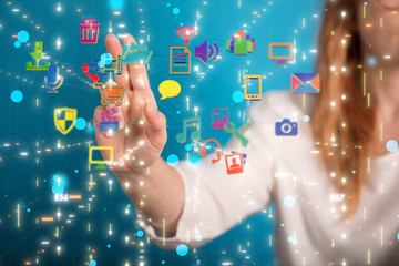 code data concept in hand media.