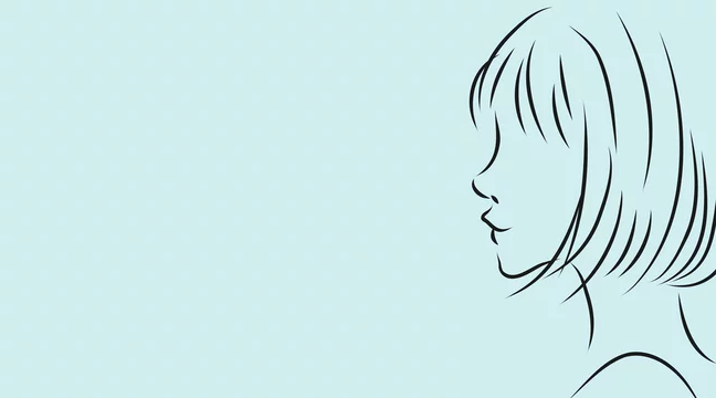 女性の横顔 水色背景のシンプルおしゃれイラスト Stock ベクター Adobe Stock