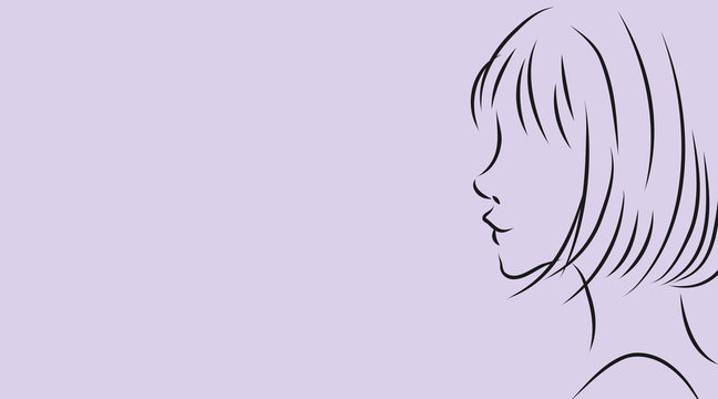 女性の横顔 パープル背景のシンプルおしゃれイラスト Adobe Stock でこのストックイラストを購入して 類似のイラストをさらに検索 Adobe Stock