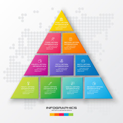 Business concept design with triangle and 10 options,Infographic template can be used for presentation,Vector illustration.