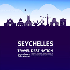Seychelles travel destination grand vector illustration. 