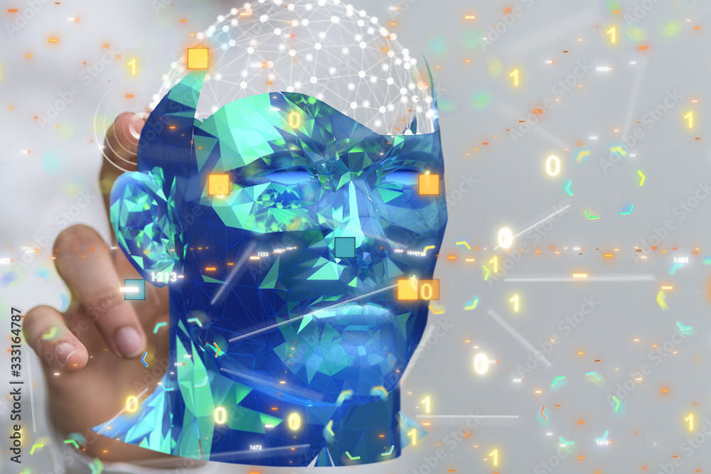 Aufkleber data code binary concept 3d