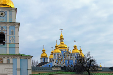Fototapeta na wymiar Scenic landscape view of famous Saint Michael's Golden-Domed Monastery (