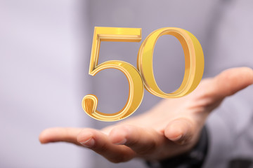 50 Anniversary 3d numbers. Poster template for Celebrating 50 anniversary event party.