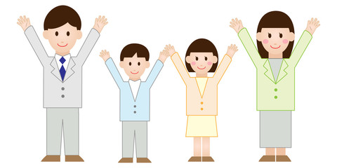 Family waving with a smile