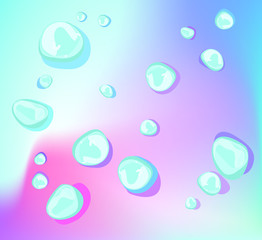 water drops wet look blue light on blue pink gradient background