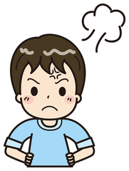 男の子　怒る　イラスト