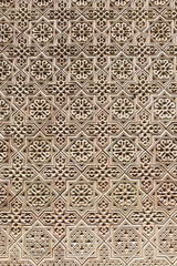 part of the wall in Aisha Bibi 11-century mausoleum for noble woman, located near Taraz city, on Silk Road in Kazakhstan
