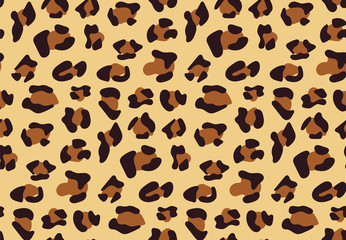 Leopard skin texture seamless pattern. Vector illustration with spots. Design of old and modern fashion.