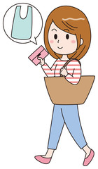 エコバッグ　女性　イラスト
