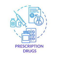 Prescription drugs concept icon. Medical pills idea thin line illustration. Doctor instruction. Patient medications bottles. Vector isolated outline RGB color drawing