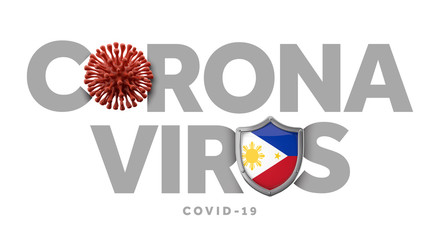 Philippines coronavirus concept with microbe and shield. 3D Render