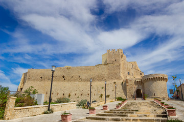 Walls of the fortified citadel on the island of San Nicola, in the Tremiti islands: the Abbey of Santa Maria a Mare fortified complex, (Apulia, Italy)