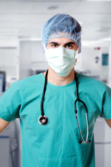 Male doctor wearing a face mask