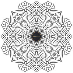 Mandala, tracery round boho doodle. Ethnic ornament, sketched symmetry. Folk, meditation design. Curved shape, isolated on white. Black and white art. Vector