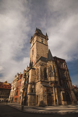 old town square prague clock tower empty and abandoned during the coronavirus covid 19 outbreak