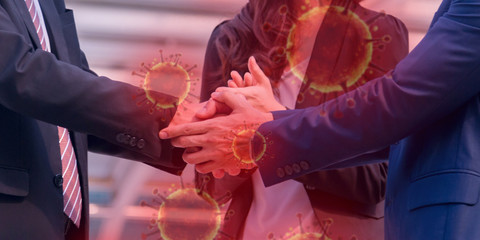 Covid virus-19,Prevention healthcare and medical concept,the most transmission of virus or bacterai from hand touch concept.