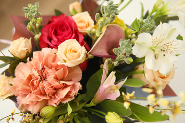 flowers bouquet close up arrange for decoration in home