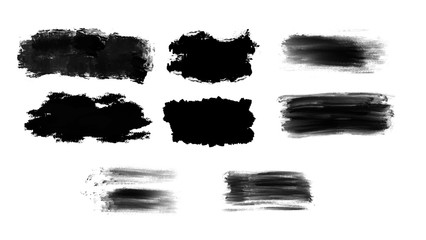 Black brush banner with frame set for your design, vector.