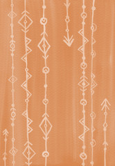 Peach abstract Indian arrows. Watercolor seamless texture. Hand painted background.