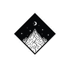 Illustration abstract mountain night landscape logo design badge