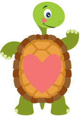 Friendly turtle with heart shell
