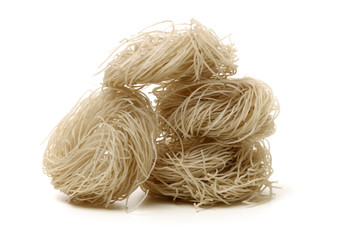 thin vermicelli on white background. Vermicelli is a traditional Chinese food, made with potatoes or sweet potatoes