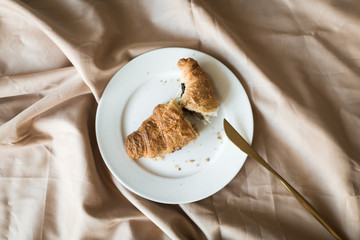 french breakfast: croissant with chocolate