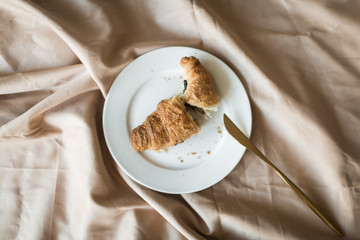 french breakfast: croissant with chocolate