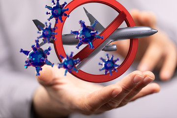 travel with plane prohibited warning sign
