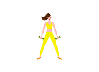 girl trains in sports uniform, flat vector illustration of sports girl