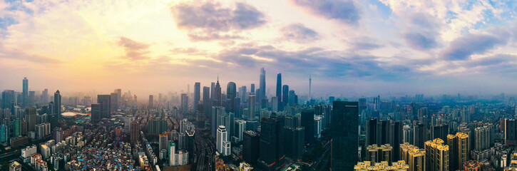 Aerial photo of Guangzhou City, China - obrazy, fototapety, plakaty