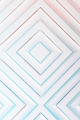 White, blue and pink abstract geometric background. Triangle pattern. Creative polygonal design. Stylish fashion backdrop. Old white wooden door decoration vertical close up