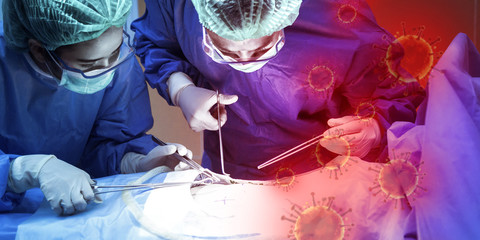 covid 19 infected  in emergency room,Prevention healthcare and medical concept.