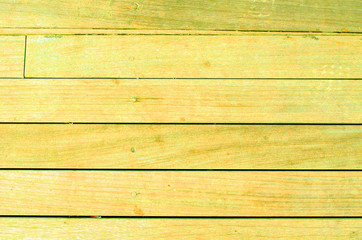 Bright yellow wooden backdrop, boards. yellow tinted wood. Fragment of fence, floor or wall of building made of wooden boards, place for text. Copy space.