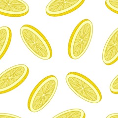 Sliced ​​Lemon. Seamless pattern. Color image. Design element. Vector illustration.
